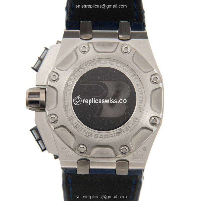 Audemars Piguet Royal Oak Offshore Replica - Automatic - 950 Platinum - Blue Dial - Alligator Blue Strap - View 3