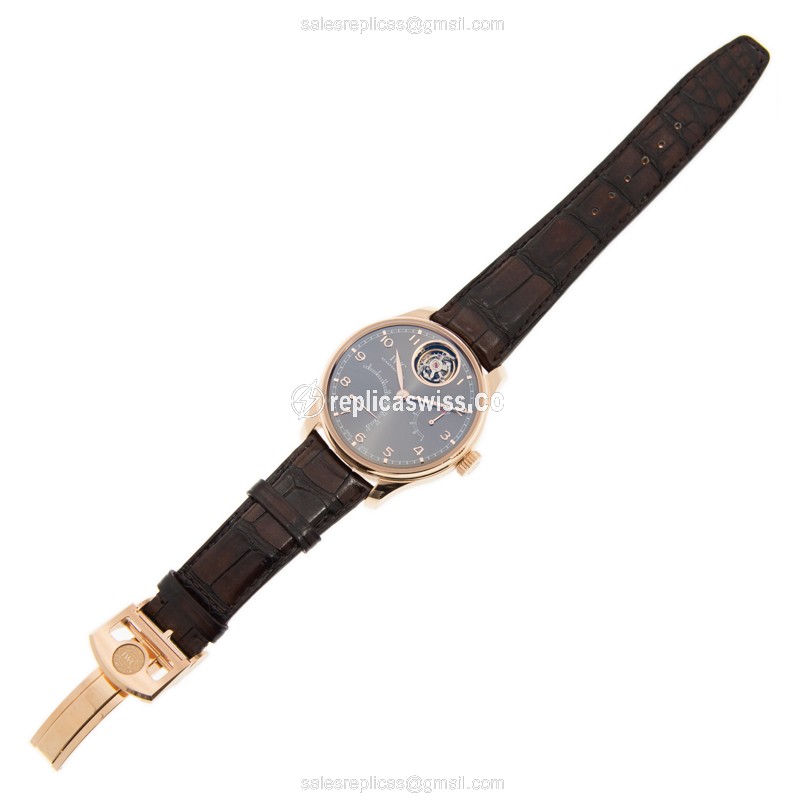 IWC Portuguese Replica - Auto - 18kt Rose Gold - Grey Dial - Brown Alligator Clasp - View 2