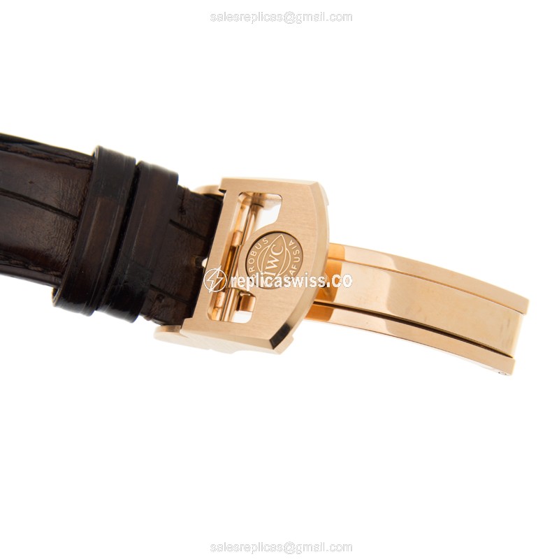 IWC Portuguese Replica - Auto - 18kt Rose Gold - Grey Dial - Brown Alligator Clasp - View 4