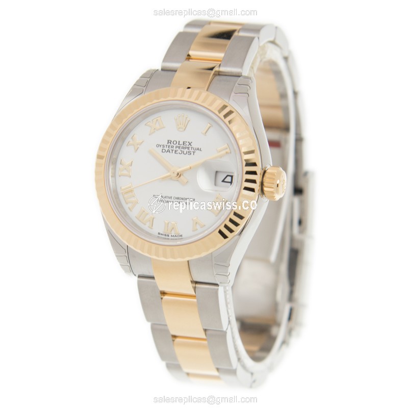 Rolex Datejust Replica - Automatic - 18kt Gold & Steel - White Dial - View 3