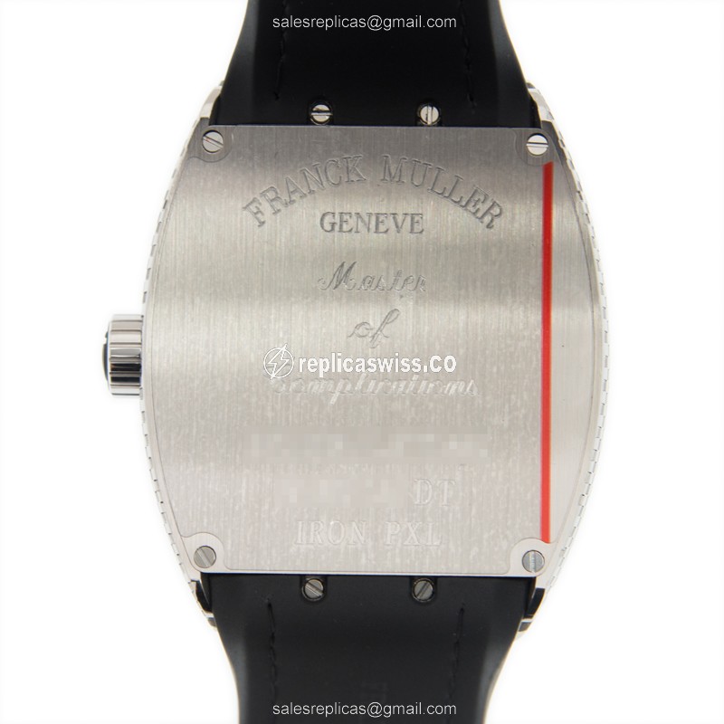 Franck Muller V45SC DT IRON PXL - Automatic - Stainless Steel - Silver Dial - Black Rubber Strap - View 3