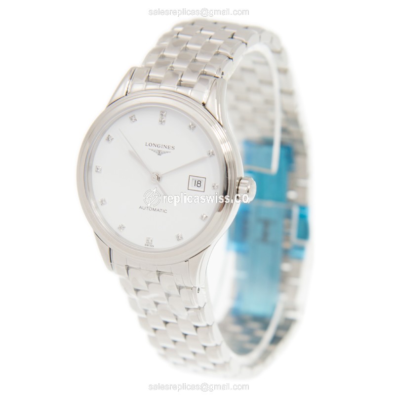 Longines L4.374.4.27.6 Flagship - Automatic - White Dial, Steel Case & Strap - View 3