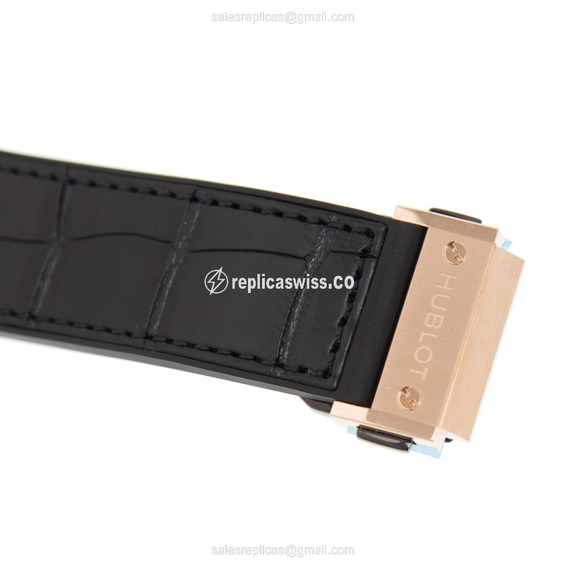 Hublot Classic Fusion Replica - Auto - 18kt Rose Gold - Black Dial - Alligator Strap - View 4