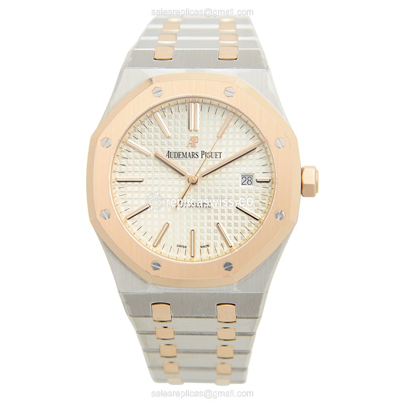Audemars Piguet ROYAL OAK - Automatic - Rose Gold & Steel - Silver Dial - Clasp - 18kt Steel Strap - View 2