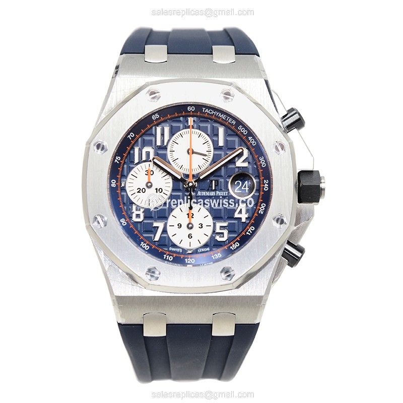 Audemars Piguet Royal Oak Offshore Replica - Automatic - Steel - Blue Dial - Blue Rubber Strap - View 2