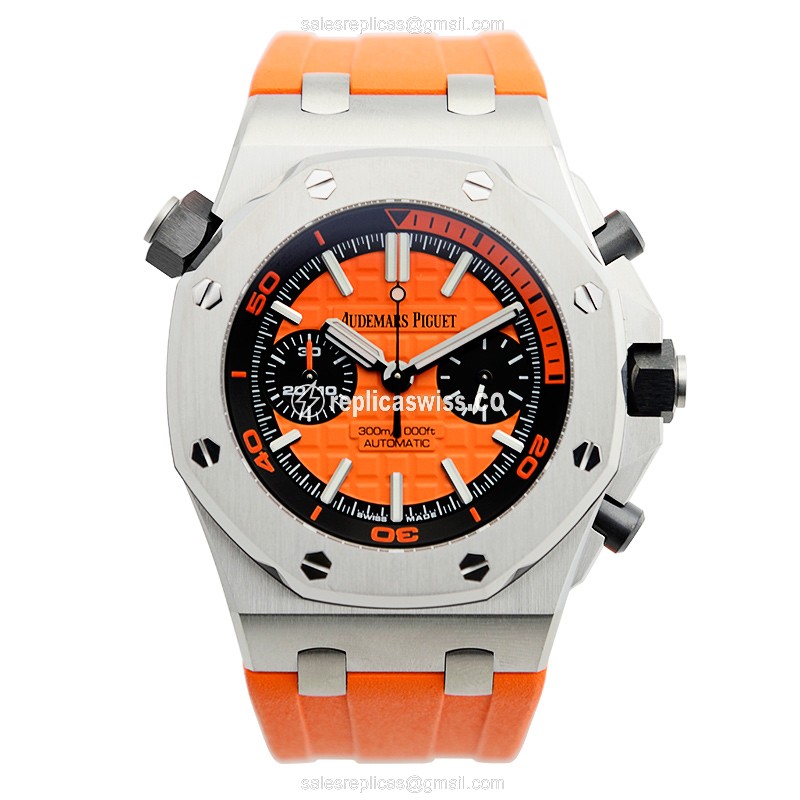 AP Royal Oak Offshore Replica - Automatic - Steel Case - Orange Dial - Rubber Orange Strap - View 2
