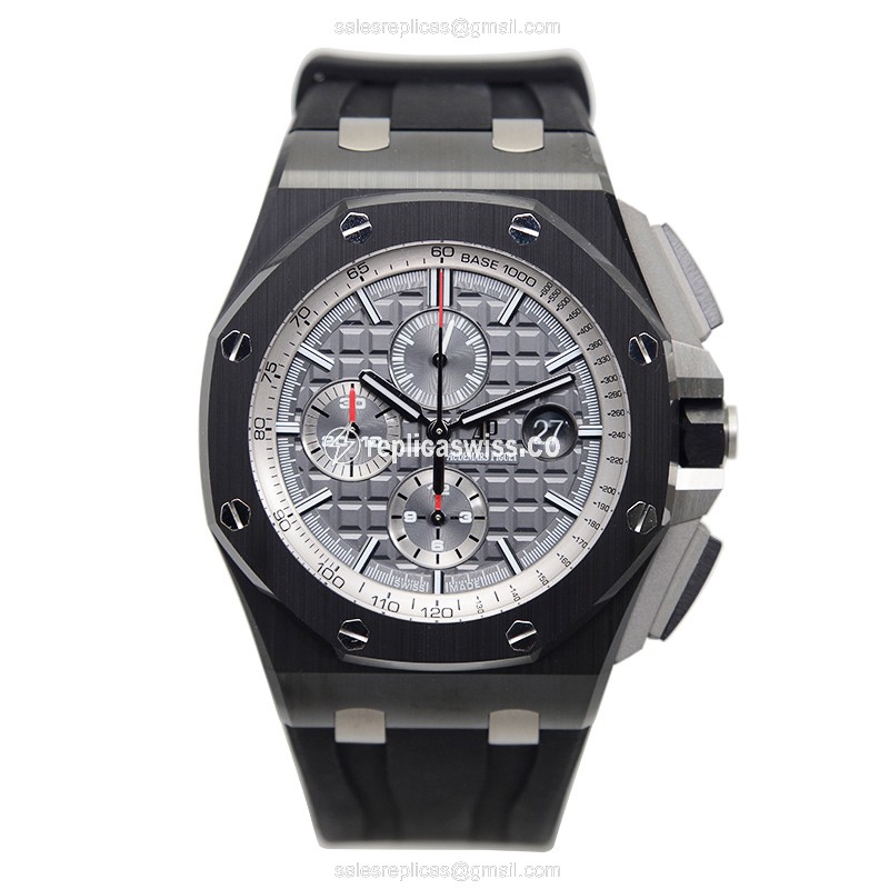 Audemars Piguet Royal Oak Offshore Replica - Automatic Ceramic - Gray Dial - Black Rubber - Buckle Clasp - View 2