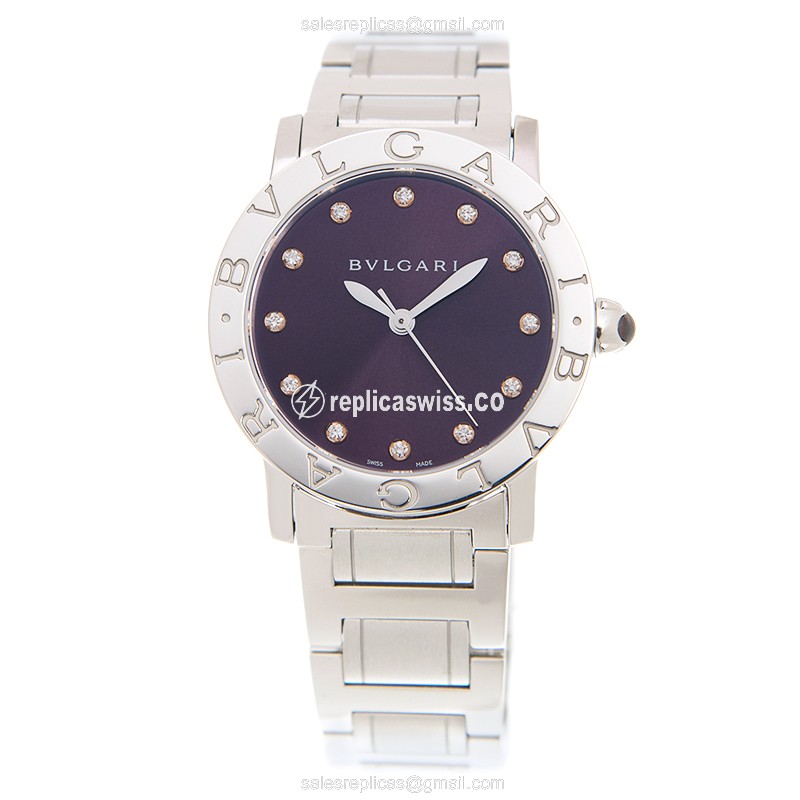 Bulgari BBL33C7SS/12 Replica - Automatic - Steel Case - Purple Dial - Silver Strap - View 2