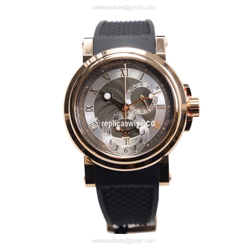 Breguet 5857BR/Z2/5ZU Marine - Automatic 18kt Rose Gold - Dark Grey Dial - Black Rubber Strap - View 2