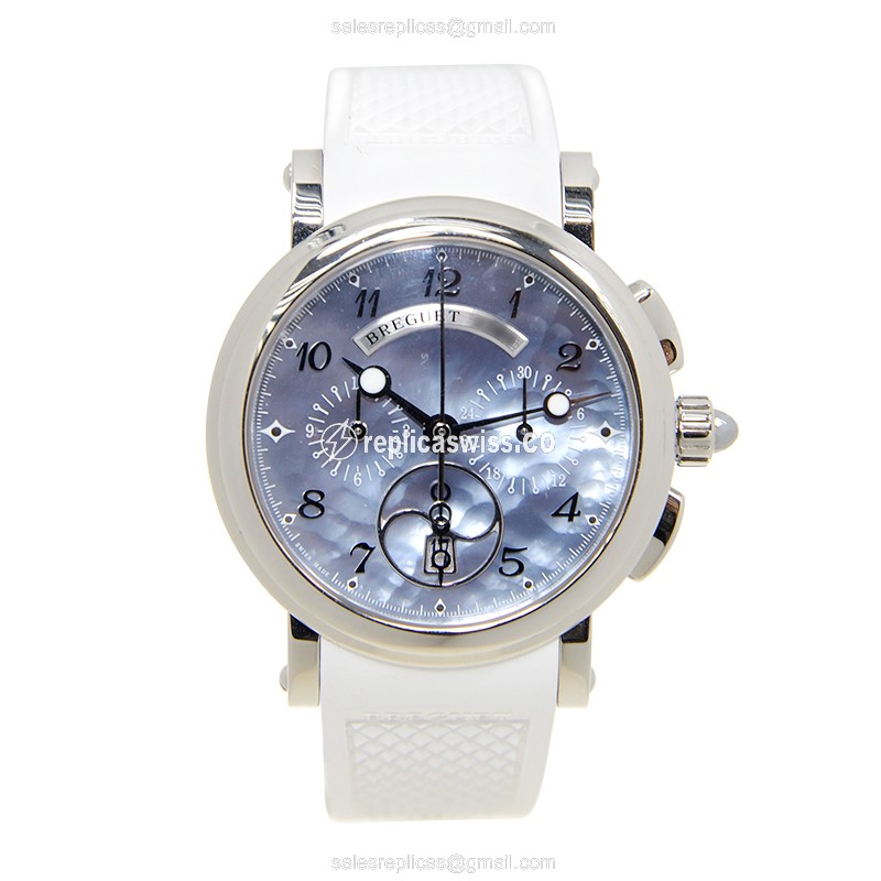 Breguet 8827ST/59/586 MARINE - Automatic - Steel Case - Blue Dial - White Rubber Strap - View 2