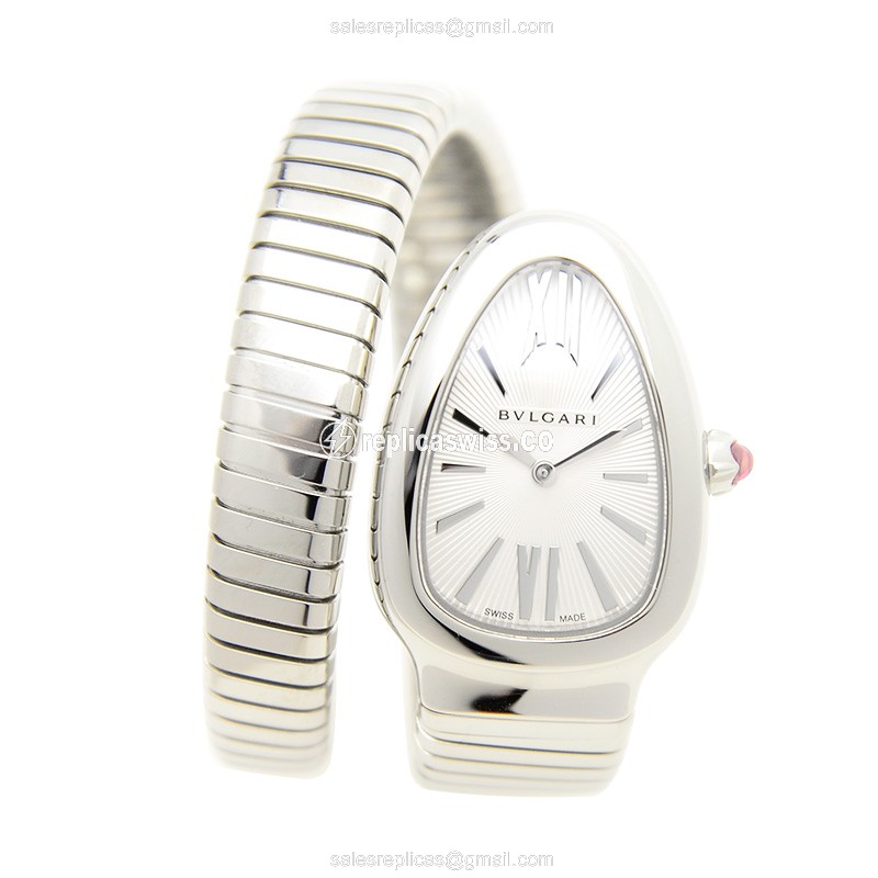 Bulgari 101817 SERPENTI Quartz - Steel Case - Silver Dial - Bangle Clasp - View 2