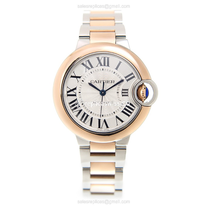 Cartier Ballon Bleu Replica - Automatic - 18kt Rose Gold & Steel - Silver Dial - View 2