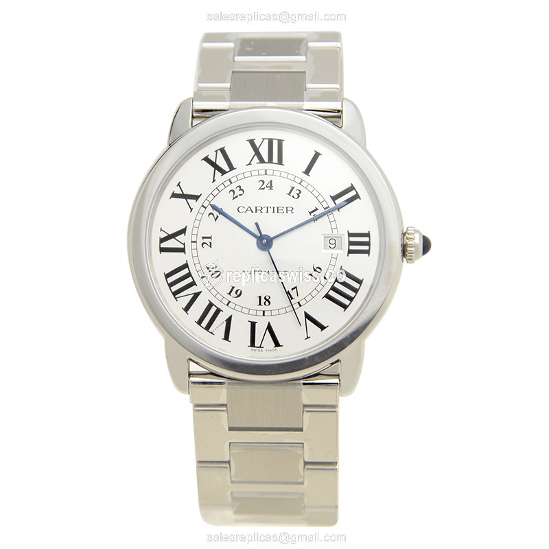 Cartier RONDE SOLO Automatic Steel White Dial Clasp Silver Strap - View 2