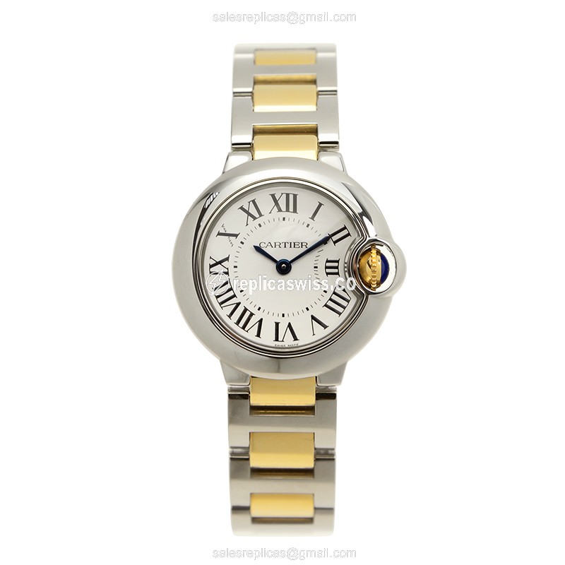 Cartier Ballon Bleu Quartz - White Dial - 18kt Steel - Silver Strap - View 2