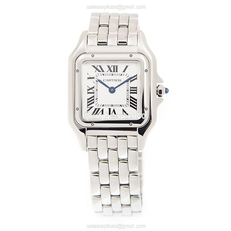 Cartier PANTHeRE Quartz Steel Watch - Silver Dial - Steel Strap - Clasp - View 2
