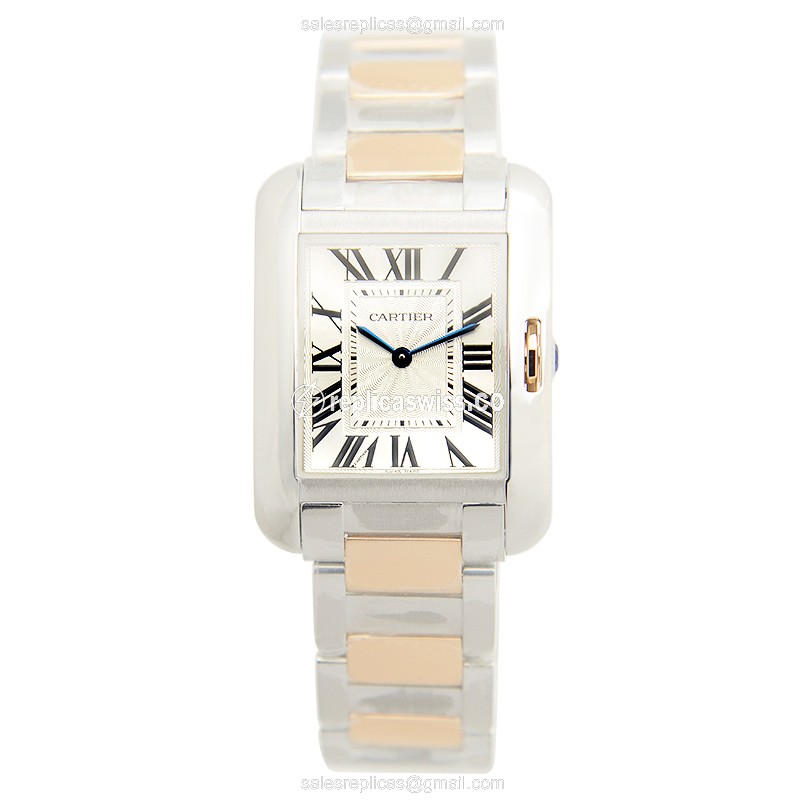 Cartier Tank Replica Watch - Quartz - Steel - Silver Dial - View 2