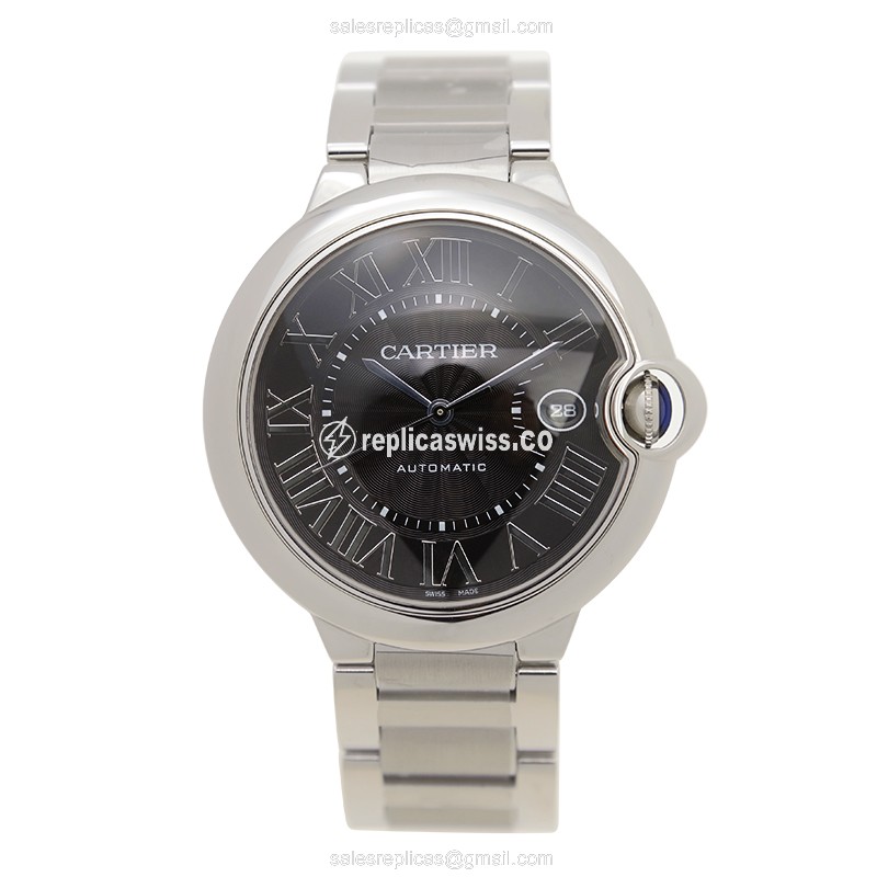 Cartier Ballon Bleu Replica - Automatic - Stainless Steel - Black Dial - Silver Clasp - View 2