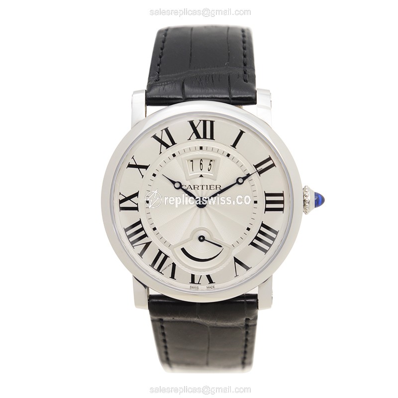 Cartier Rotonde W1556369 Manual - Silver Dial - Alligator Black - Stainless Steel Clasp - View 2