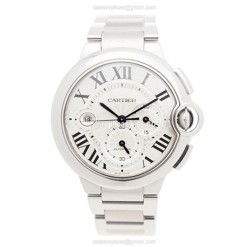 Cartier Ballon Bleu Replica - Automatic - Steel Case - White Dial - Silver Band - View 2