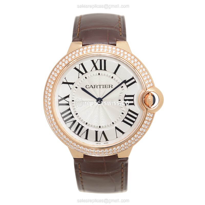 Cartier Ballon Bleu Replica - Wind - Rose Gold - Silver Dial - View 2