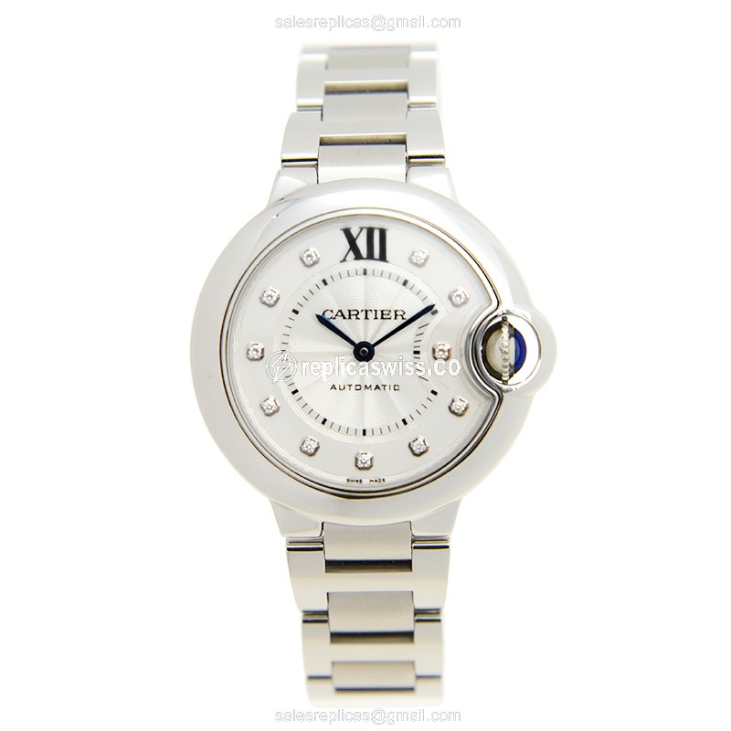 Cartier Ballon Bleu Replica - Automatic - White Dial - Steel Case - Silver Strap - View 2