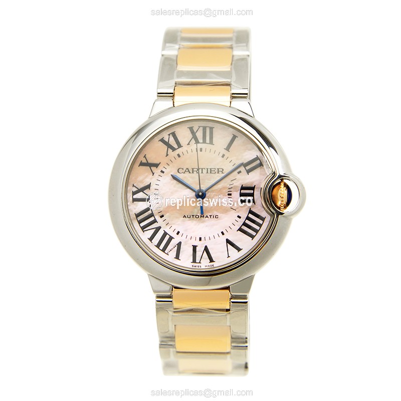 Cartier Ballon Bleu Replica - Automatic - Pink Dial - Steel Case - Silver Strap - View 2