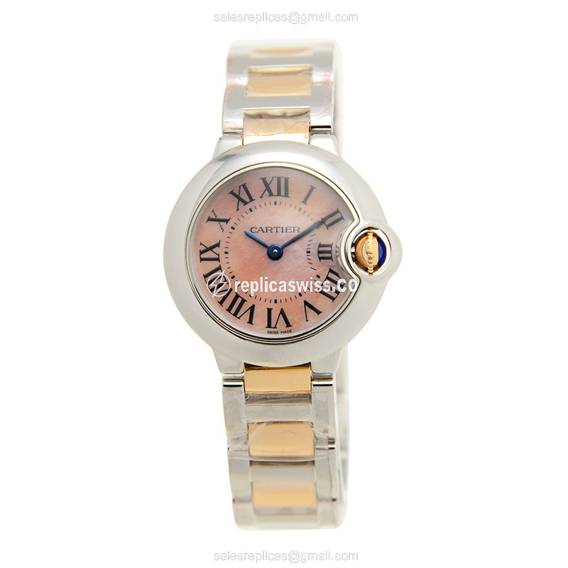 Cartier Ballon Bleu Quartz - Pink Dial - 18kt Steel - Silver Strap - View 2