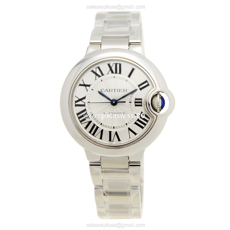 Cartier Ballon Bleu Replica - Automatic - Steel Case - White Dial - Silver Strap - View 2