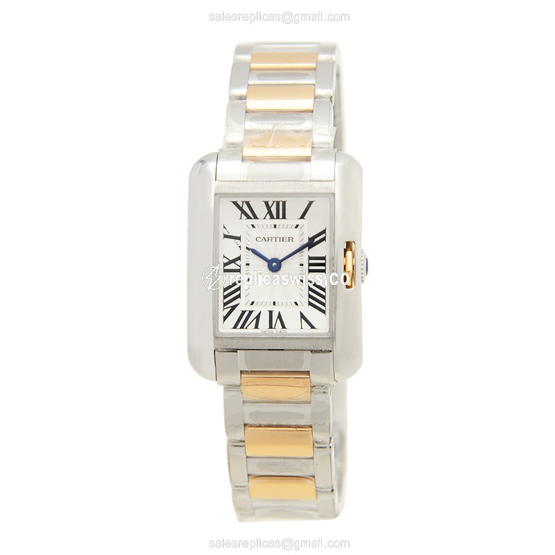 Replica Cartier Tank Automatic - Steel - White Dial - Silver - View 2