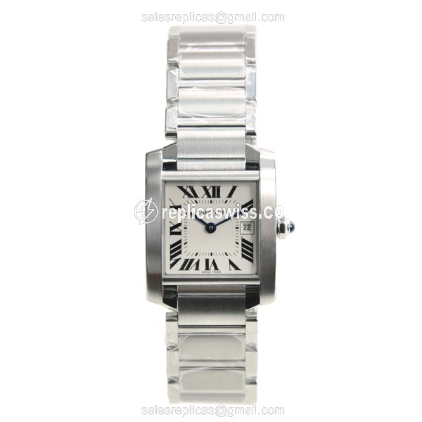 Cartier Tank Quartz Replica Watch - Steel - White Dial - View 2