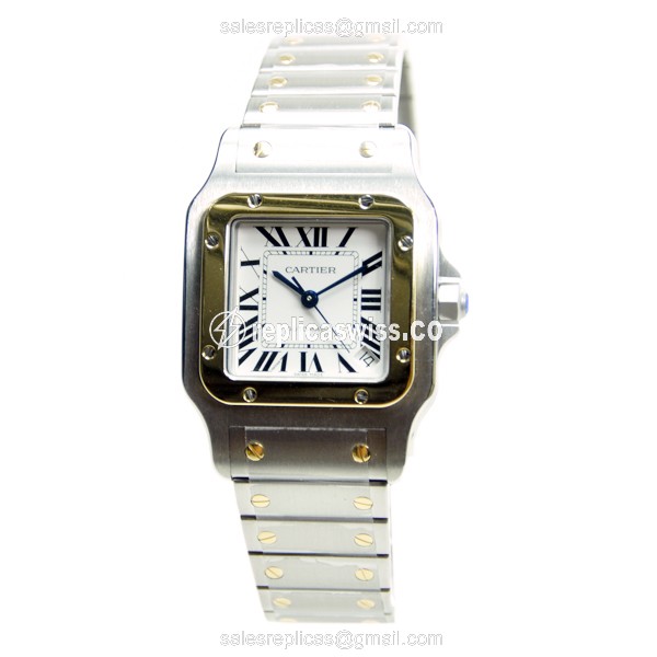 Cartier Santos Replica - Automatic - Stainless Steel - White Dial - Silver Clasp - View 2