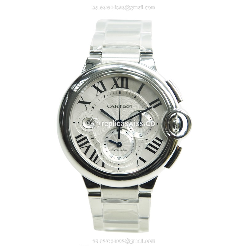 Cartier Ballon Bleu Replica - Automatic - Steel - Silver Dial - Steel Band - View 2