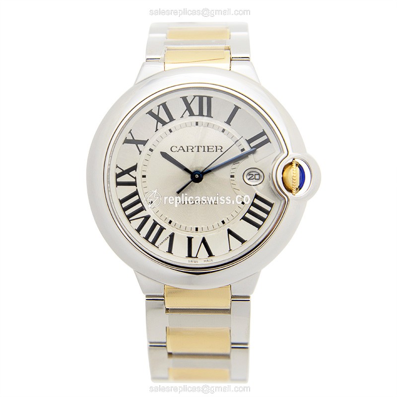 Cartier Ballon Bleu Replica - Automatic - Stainless Steel - Silver Dial - 18kt Silver Strap - View 2