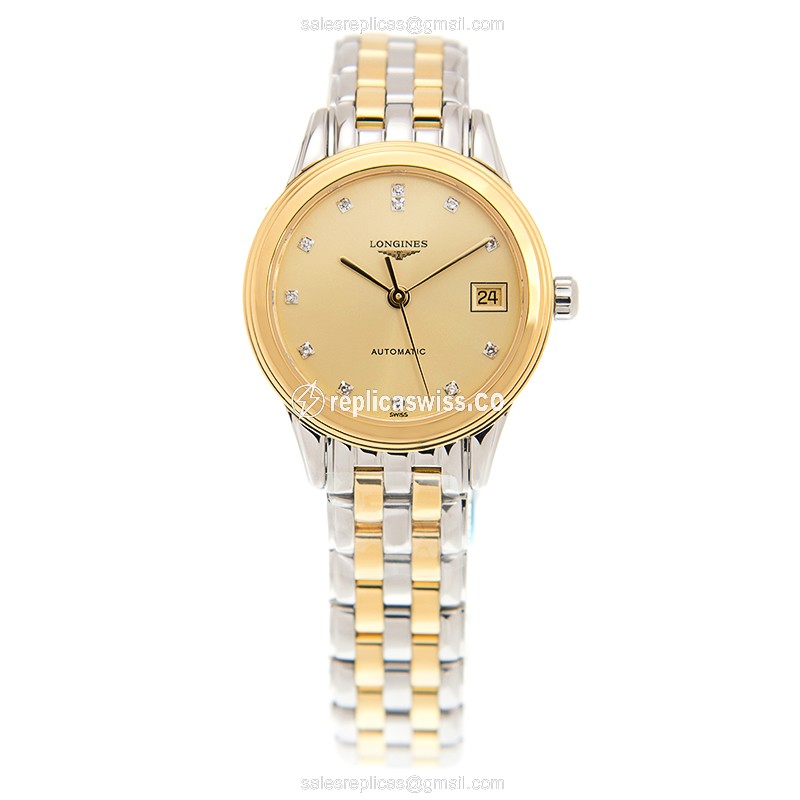 Longines L4.274.3.37.7 Flagship Replica - PVD Gold Case - Gold Dial - Automatic - View 2