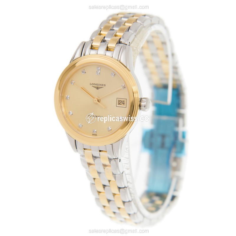 Longines L4.274.3.37.7 Flagship Replica - PVD Gold Case - Gold Dial - Automatic - View 3