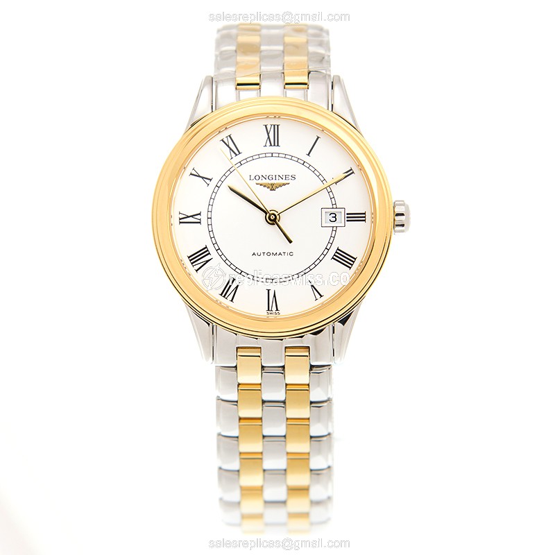 Longines L4.374.3.21.7 Flagship - Automatic - White Dial on Gold PVD Strap - View 2