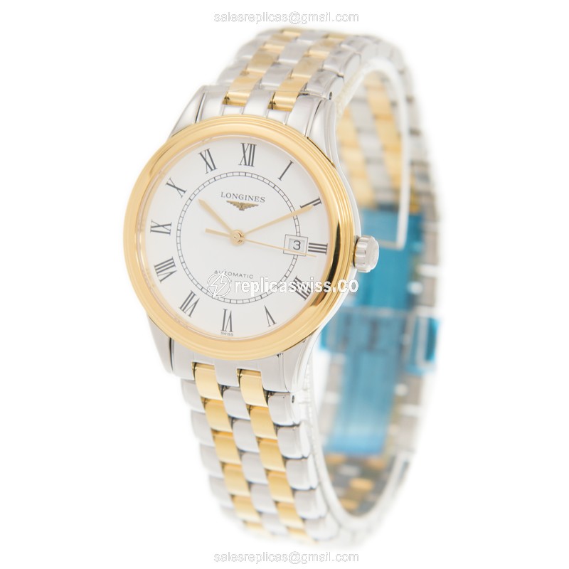 Longines L4.374.3.21.7 Flagship - Automatic - White Dial on Gold PVD Strap - View 3