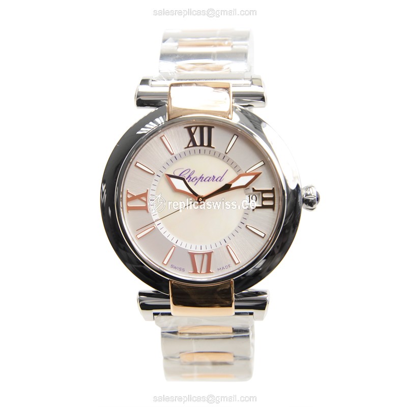 Chopard Imperiale Replica - Automatic - Stainless Steel - White Dial - Gold Clasp - 18kt Gold Strap - View 2