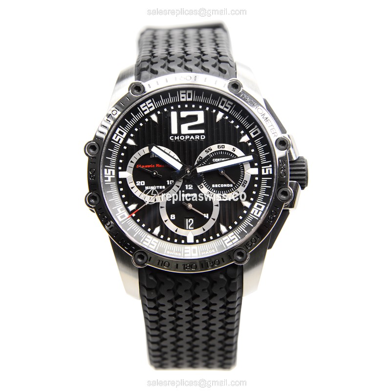 Chopard 168523-3001 MILLE MIGLIA - Auto - Steel - Black Dial - Rubber Black Clasp - View 2