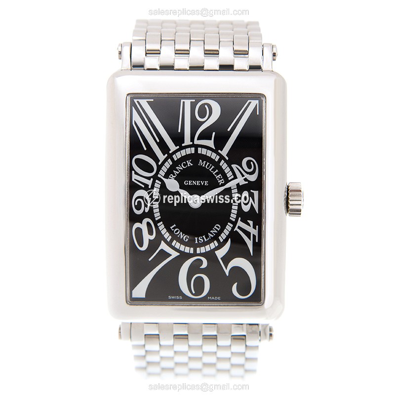 Franck Muller 1002 QZ Replica - Quartz - Black Dial - Silver Steel Strap - View 2