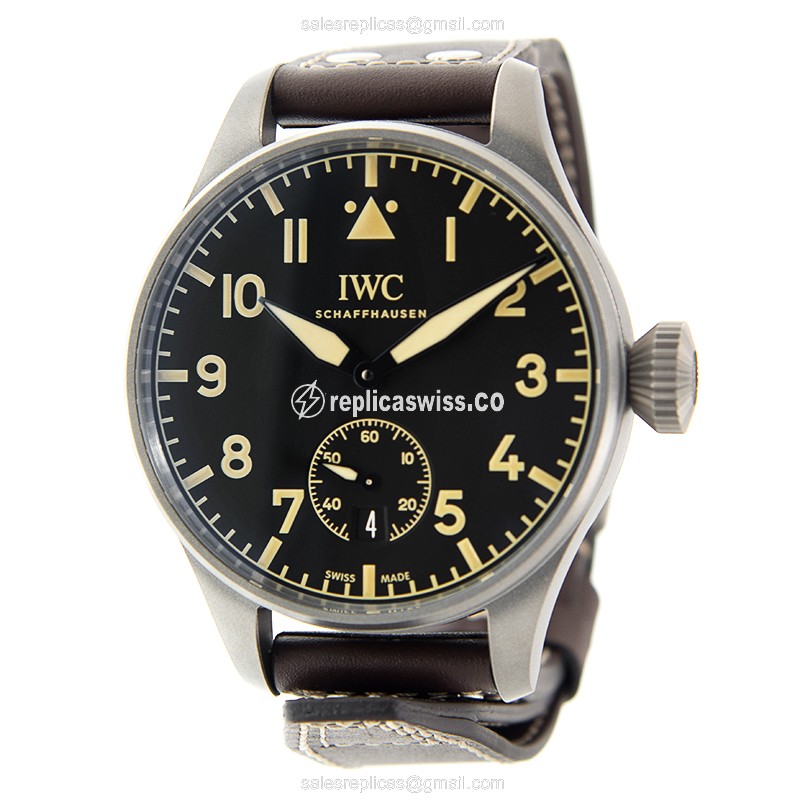 IWC PILOTS Titanium - Manual Wind - Black Dial - Brown Cowhide - Buckle Clasp - View 2