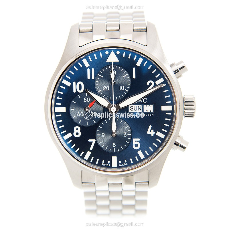 IWC PILOTS Replica - Automatic - Steel Case - Blue Dial - Silver Steel Band - View 2