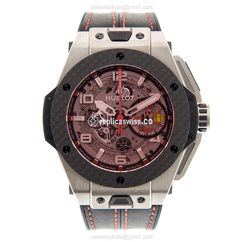 Hublot BIG BANG Replica - Automatic - Titanium Case - Red Dial - Black Rubber Strap - View 2