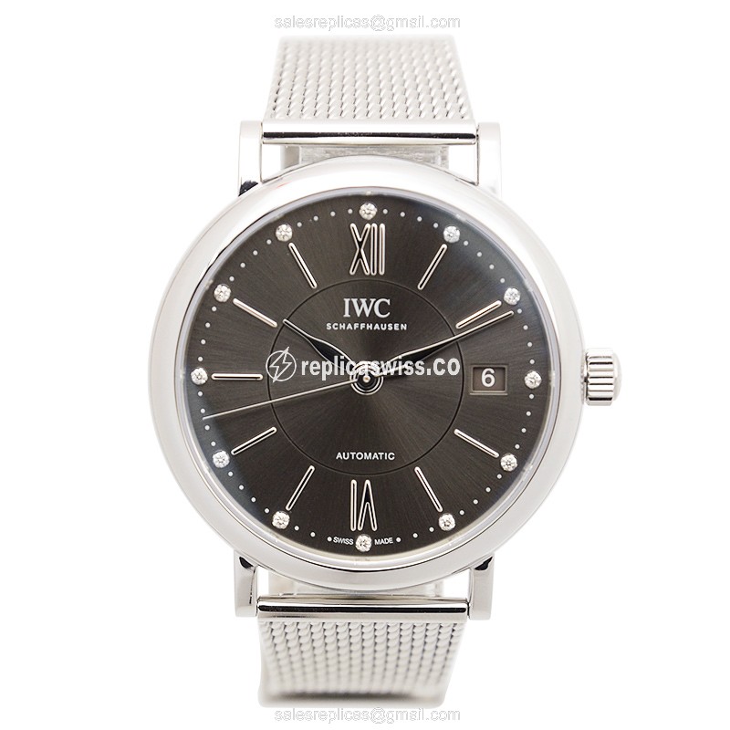 IWC Portofino Replica - Automatic - Steel Case - Dark Grey Dial - Silver Steel Strap - View 2