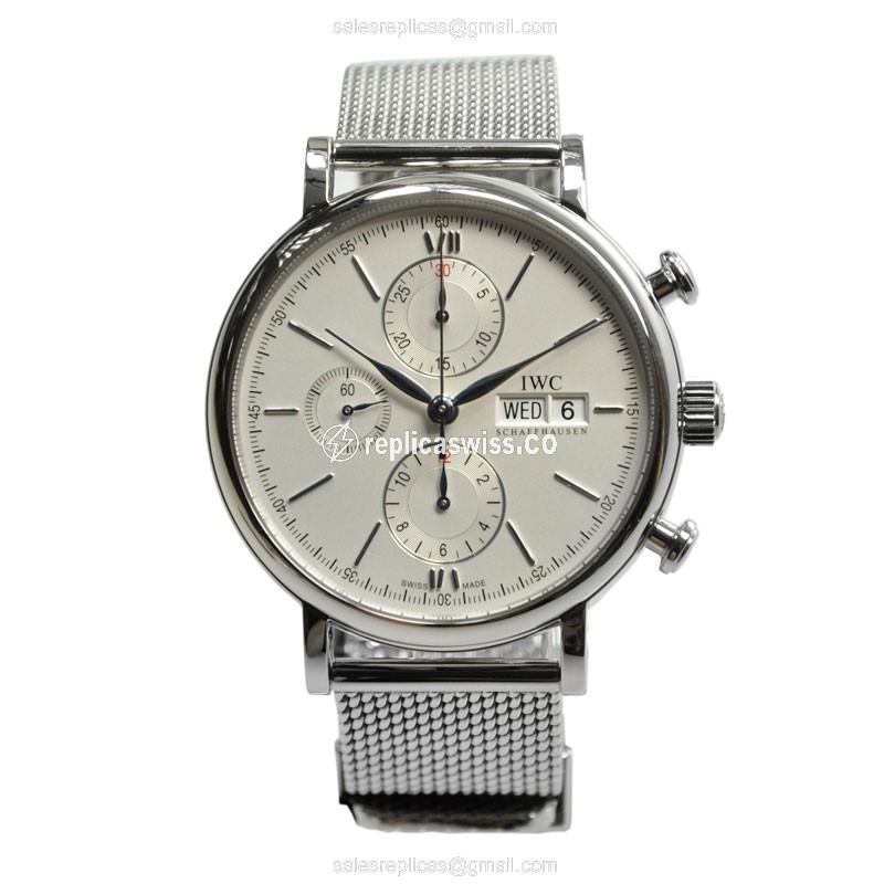 IWC Portofino Replica - Automatic - Stainless Steel - Silver Dial - Sapphire Crystal - Steel Band - View 2