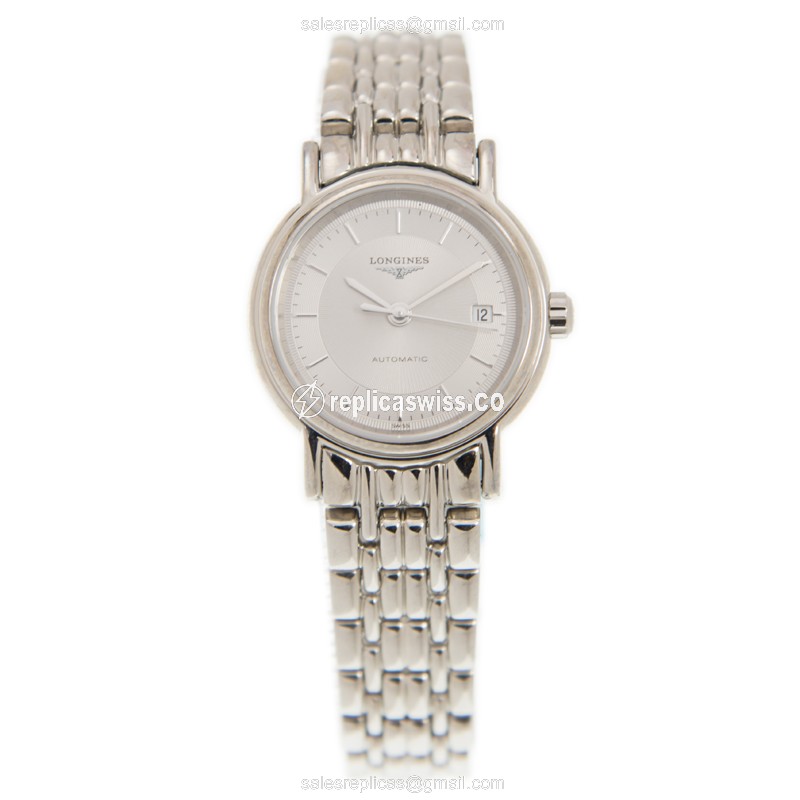 Longines Presence Replica - Automatic - Steel Case, Silver Dial on Silver Strap - View 2