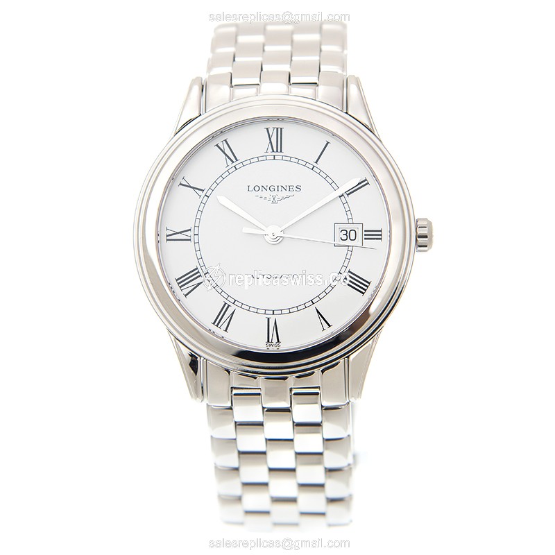 Longines L4.874.4.21.6 Flagship - Automatic - Steel Case, White Dial - Silver Steel Strap - View 2