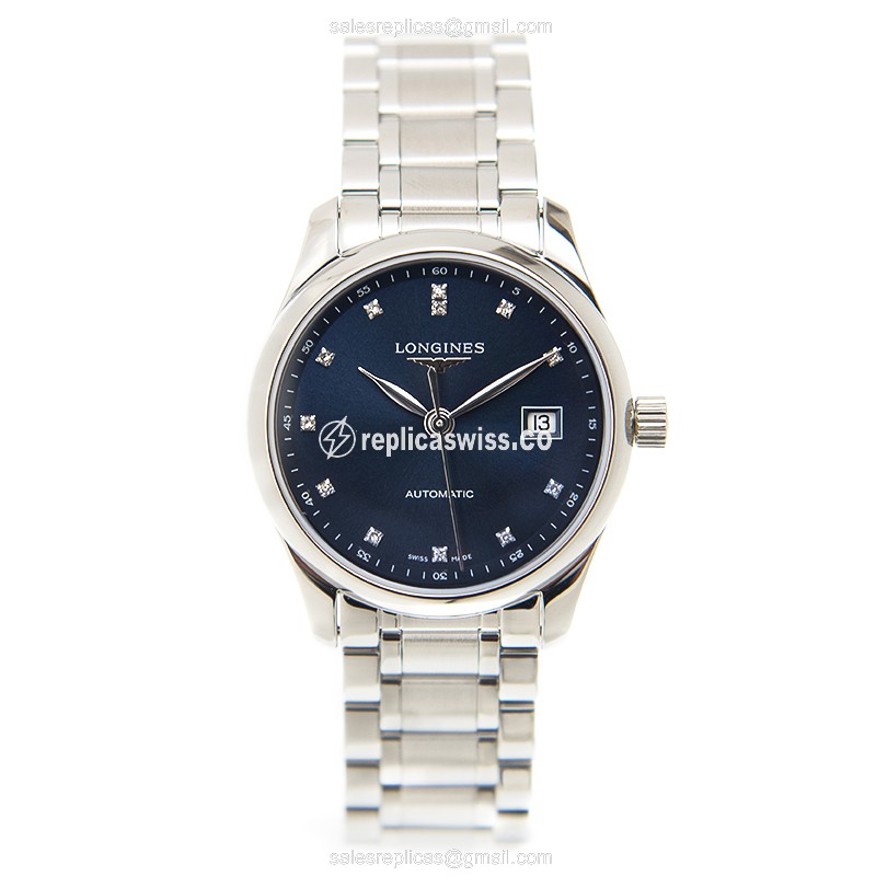 Longines L2.257.4.97.6 Replica - Automatic - Steel - Blue Dial, Steel Strap - View 2