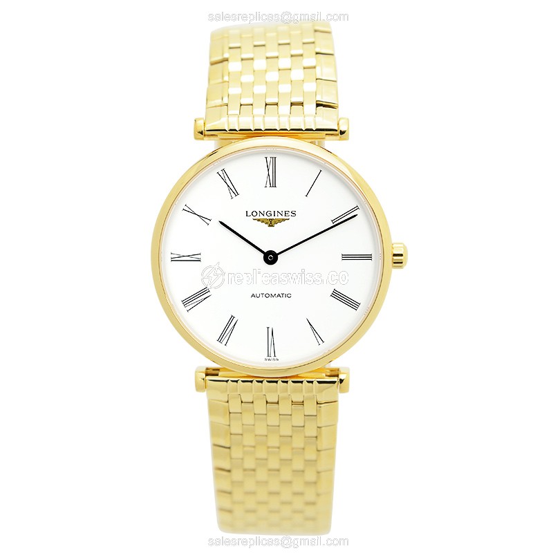 Longines LA GRANDE Replica - Automatic - Gold-Plated Case, White Dial - View 2