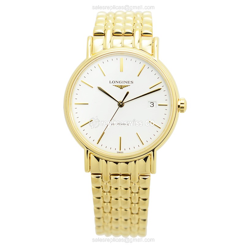 Longines Presence Replica - Automatic - Gold Case - White Dial - View 2